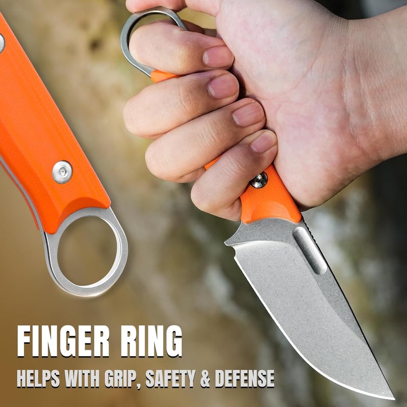 KIZER سكين كابوكس الثابتة 3.36" من فولاذ D2 سكين صيد ثابتة مقبض G10 مع غمد سكين بقاء للتخييم 1048M2 - Image 5